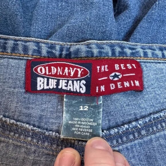 Vintage Old Navy Blue Jeans Button Front Denim Skirt Size 12 - Picture 3 of 4